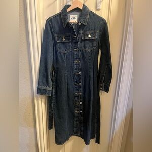 Zara Women's Denim Jacket Dress - Blue